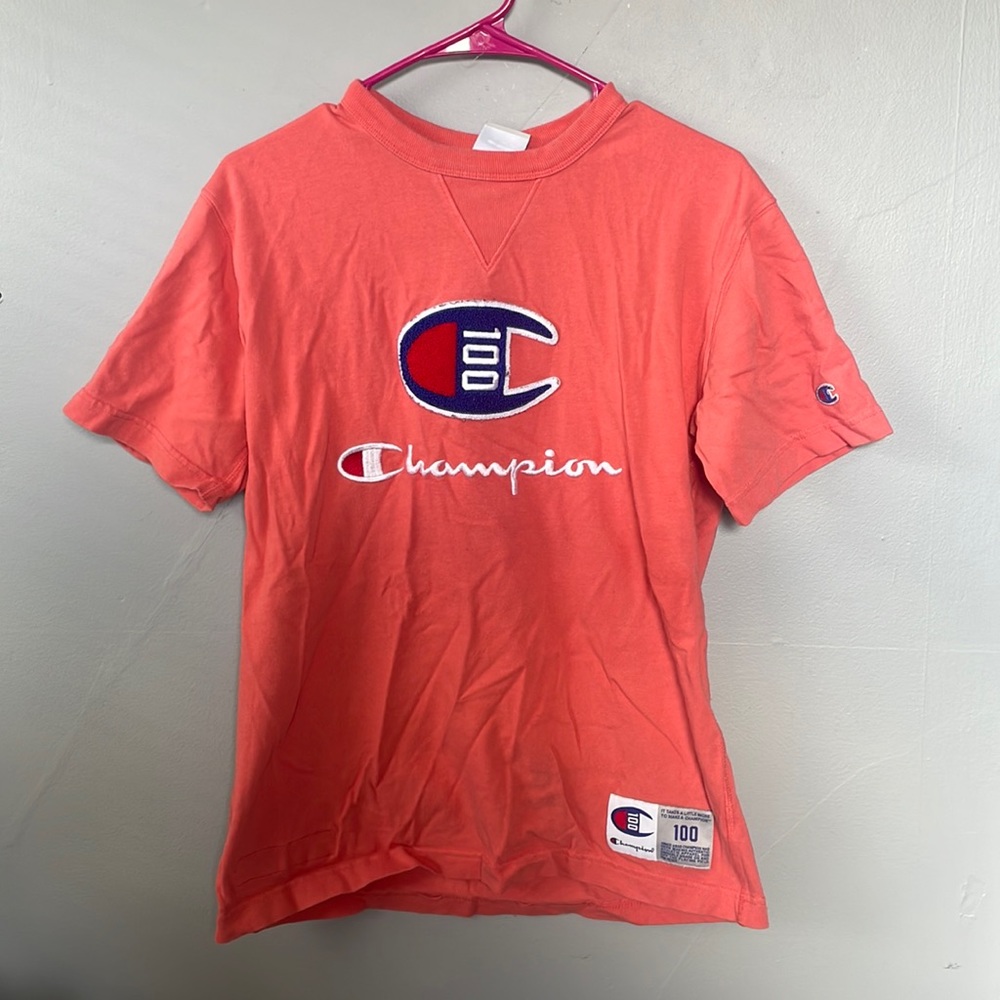 Champion Men’s Medium Coral Century Collection T Shirt sport prep athletic